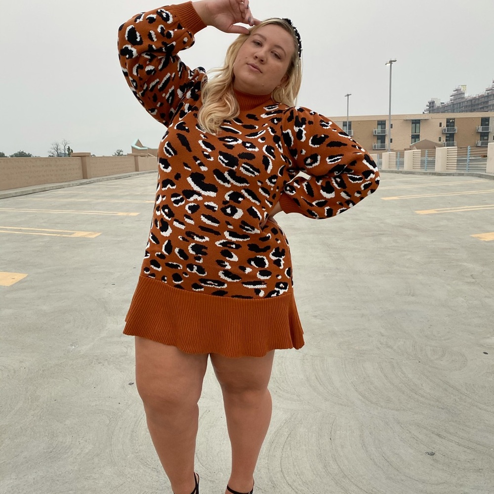 Orange and Black Eloquii Sweater Dress